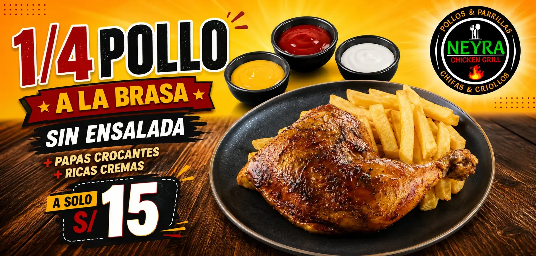 Oferta sin ensalada - 1/4 pollo
