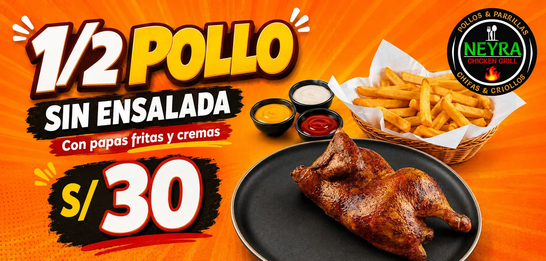 Oferta sin ensalada - 1/2 pollo