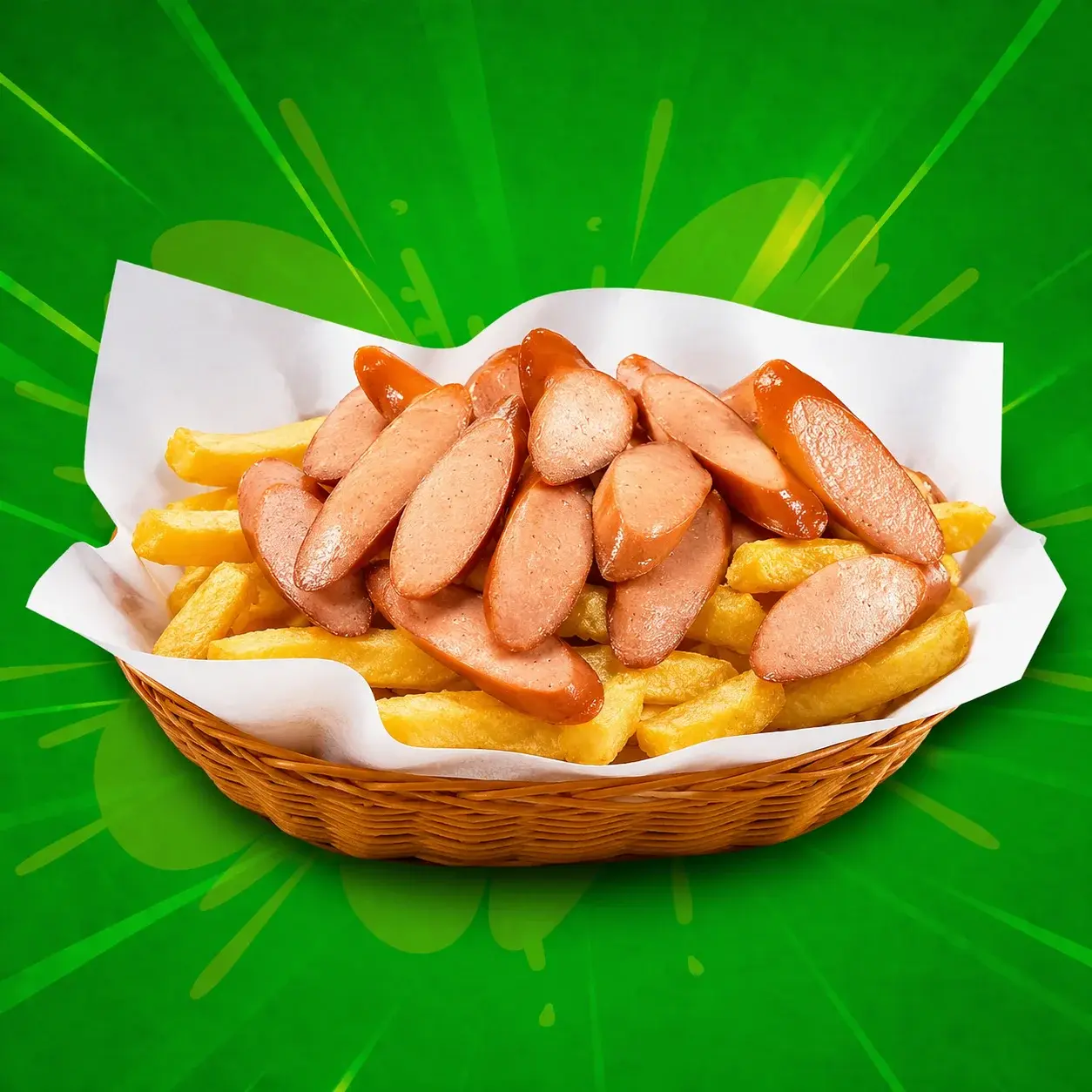 Salchipapa sin Ensalada: Salchipapa con papas crocantes y ricas cremas
